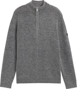 TOM TAILOR Herren Troyer Strickpullover, grau, Meliert, Gr. S