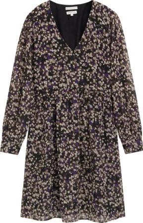 TOM TAILOR Damen Gemustertes Chiffon-Kleid, braun, Gemustert, Gr. 34