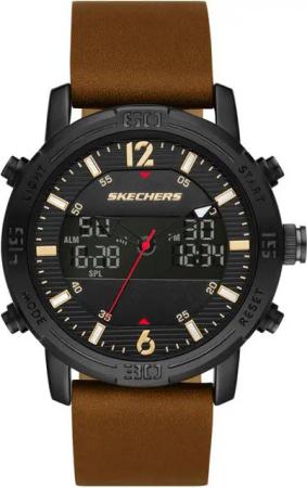 Skechers Chronograph REDLANDS SR5153, Quarzuhr, Armbanduhr, Herrenuhr, Lederarmband, digital, Stoppfunktion