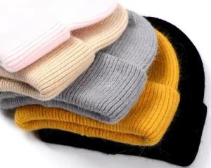 TopGekauft Plüschmütze Frauen Winter Mütze aus echtem Kaninchenfell Mode Warme Mütze Solide