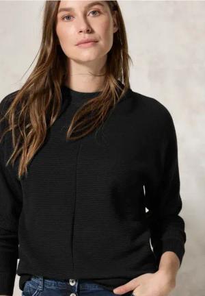 Cecil Damen Strukturmix Dolman Pullover in Schwarz, Gr: M