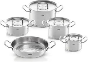 Fissler Topf-Set ORIGINAL-PROFI COLLECTION® Edelstahl-Topfset, Edelstahl 18/10 (9-tlg., Bratentopf 20 cm, je 1 Fleischtopf 16/20/24 cm, Servierpfanne 28 cm), mit breitem Schüttrand, Kaltmetallgriffen. Made in Germany
