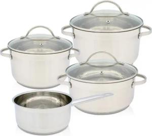 Krüger Topf-Set Ohio, Edelstahl (Set, 7-tlg., Bratentopf Ø 20 cm, Fleischtopf Ø 16/20 cm, Stielkasserolle Ø 16 cm), für Induktions-Kochfelder geeignet