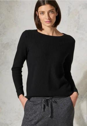 Cecil Damen Pullover mit Struktur in Schwarz, Gr: XS
