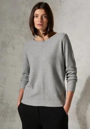 Cecil Damen Pullover mit Struktur in Grau, Gr: XL