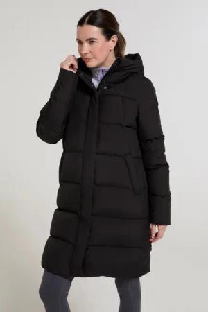 Andes Extreme langgeschnittene Daunenjacke für Damen - Schwarz