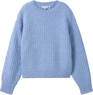 TOM TAILOR Damen Strickpullover mit Pailletten, blau, Uni, Gr. L