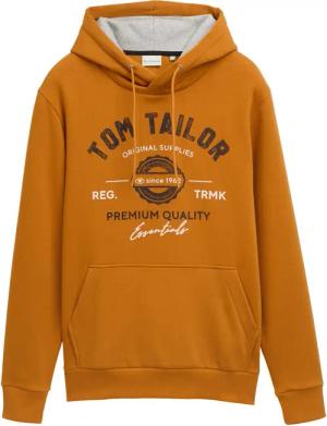 TOM TAILOR Herren Hoodie Sweatshirt mit Logo-Print, braun, Logo Print, Gr. M