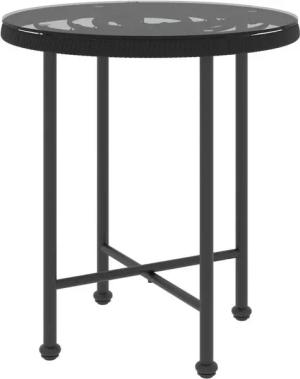 vidaXL Gartentisch, Esstisch Schwarz Ø50 cm Hartglas und Stahl