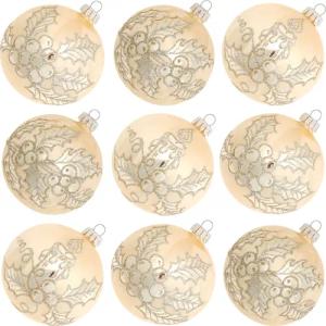 Krebs Glas Lauscha Weihnachtsbaumkugel "KGL03378, Weihnachtsdeko, Christbaumschmuck, Christbaumkugeln Glas", (Set, 9 St.), aus Glas, mit Blattdekor