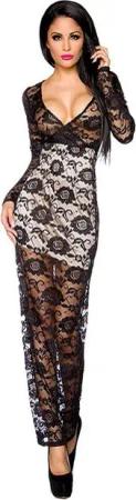 Atixo Abendkleid Spitzenkleid Maxikleid langes Abendkleid Partykleid mit mit Ärmeln