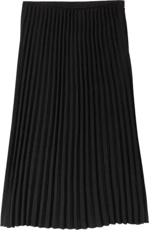 TOM TAILOR Damen High Waist Plissee-Midirock, schwarz, Uni, Gr. 40