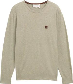 TOM TAILOR Herren Strickpullover mit Logo Badge, grün, Meliert, Gr. XXXL