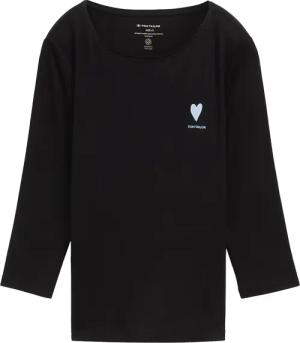 TOM TAILOR Damen 3/4 Shirt mit Print, schwarz, Uni, Gr. XS