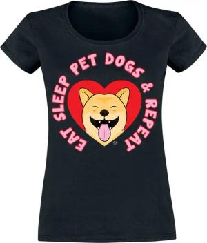 Goodie Two Sleeves T-Shirt - Eat Sleep Pet Dogs Repeat - S bis XXL - für Damen - Größe XXL - schwarz
