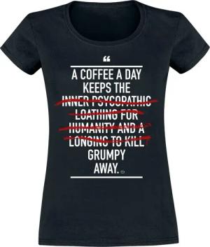 Goodie Two Sleeves T-Shirt - A Coffee A Day - S bis XXL - für Damen - Größe M - schwarz