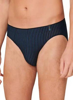 Schiesser Herren Slip blau Viskose/Modal Gestreift