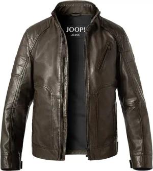 JOOP! Herren Lederjacke grün unifarben