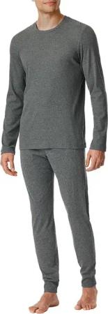 Schiesser Herren Pyjama grau Jersey-Baumwolle unifarben