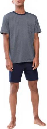 Mey Herren Pyjama blau Baumwolle & Mix unifarben