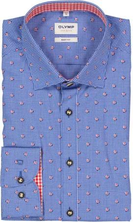 OLYMP Herren Hemd blau gemustert
