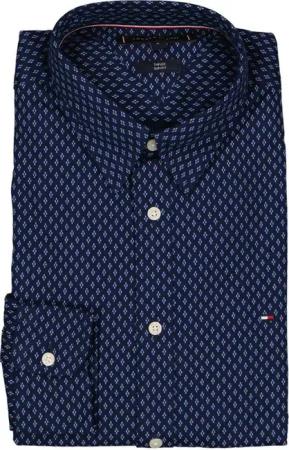 Tommy Hilfiger Herren Hemd blau gemustert Slim Fit