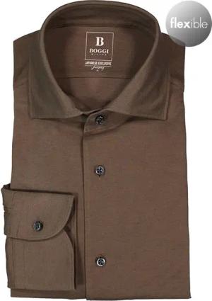 BOGGI MILANO Herren Hemd braun meliert