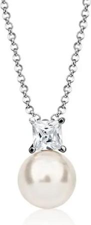 Nenalina Perlenkette Zirkonia Synthetische Perle 925 Silber