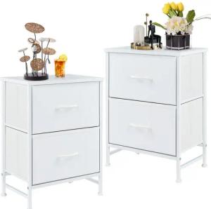 Refined Living Kommode Schubkastenkommode mit 2/4/5 /7/8/9 Schubladen stabilem Stahlrahmen (Nachttisch 2st - Schrank 2 Stoffschubladen mit Griffen Metallgestell, Vertikaler Stauraum Organizer Einheit 50cm Hoch Max Belastbarkeit 20kg), Kleine Schlafsäle un