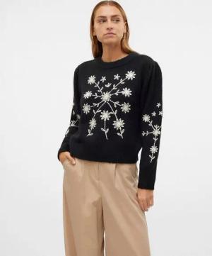 Vero Moda Rundhalspullover Gaia (1-tlg) Stickerei