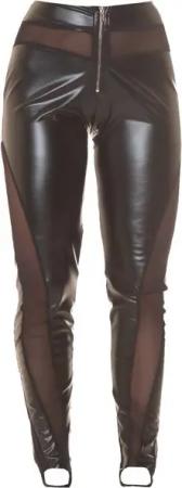 Koucla Steghose mit Mesh-Einsätzen, Damenhose Hose Lederlook Stegleggings