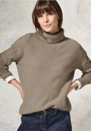 Cecil Damen Pullover mit Rollkragen in Braun, Gr: XL