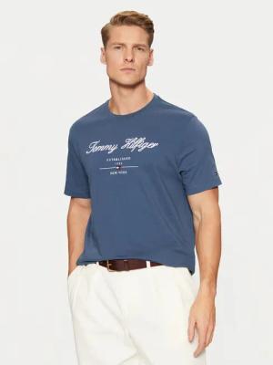 Tommy Hilfiger T-Shirt Script Logo Tee MW0MW33691 Blau Regular Fit