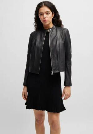BOSS ORANGE Lederjacke C_Saleste mit Stehkragen