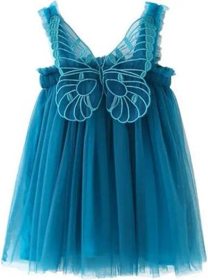 Refttenw Abendkleid Prinzessin Tüllkleid Ärmellos Schmetterling Partykleid Blumenmädchenkleider Taufkleid Tutu