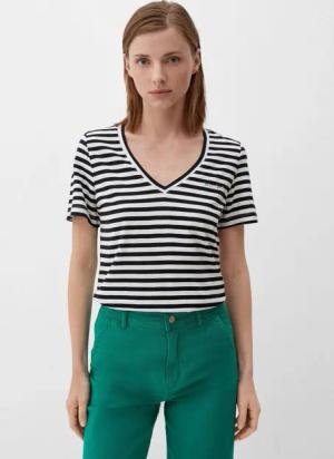 s.Oliver Kurzarmshirt Streifenshirt mit Frontprint