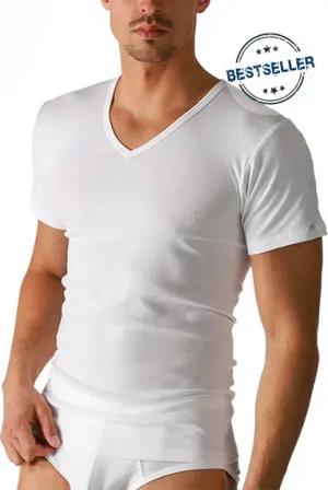 Mey Herren V-Shirt weiß Baumwolle & Mix unifarben