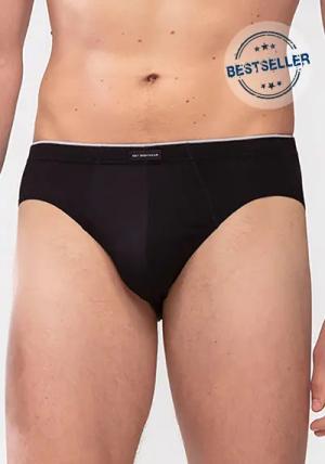 Mey Herren Slip schwarz Baumwolle & Mix unifarben