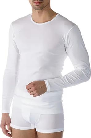 Mey Herren Langarm-Shirt weiß Pima unifarben