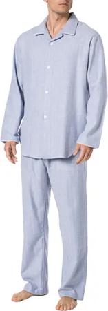 Novila Herren Pyjama blau Flanelle Gemustert