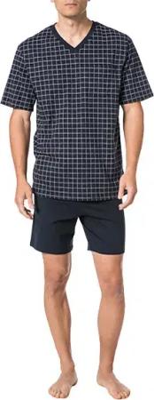 Schiesser Herren Pyjama blau Baumwolle & Mix Kariert