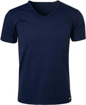 bruno banani Herren V-Shirt blau Mikrofaser/Funktion unifarben