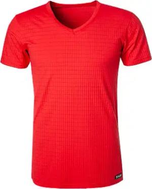bruno banani Herren V-Shirt rot Mikrofaser/Funktion unifarben