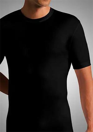 Novila Herren American-Shirt schwarz Ägyptische Baumwolle unifarben