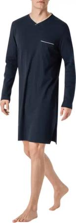 Schiesser Herren Nachthemd blau Jersey-Baumwolle unifarben