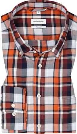 Seidensticker Herren Hemd orange kariert