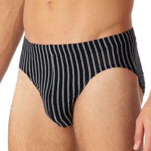 Schiesser Herren Slip schwarz Baumwolle & Mix Gestreift