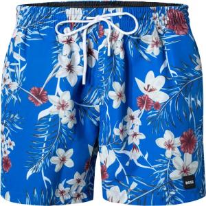 BOSS Black Herren Badeshorts blau Mikrofaser floral,Mit Prints