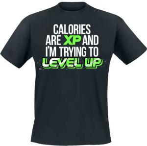 Goodie Two Sleeves T-Shirt - Calories Are XP And I'm Trying To Level Up - M bis 3XL - für Männer - Größe L - schwarz