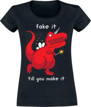 Goodie Two Sleeves T-Shirt - Fake It Till You Made It - S bis XXL - für Damen - Größe M - schwarz